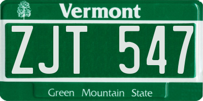 VT license plate ZJT547