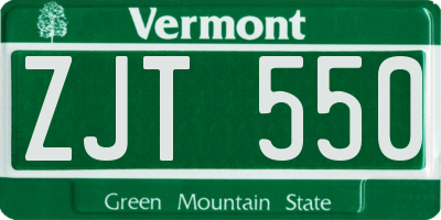 VT license plate ZJT550