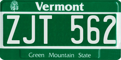 VT license plate ZJT562
