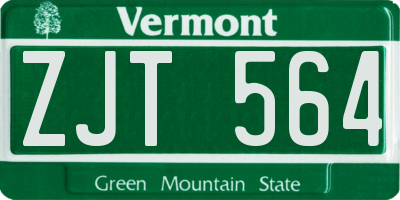 VT license plate ZJT564
