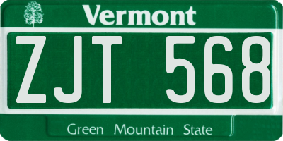 VT license plate ZJT568