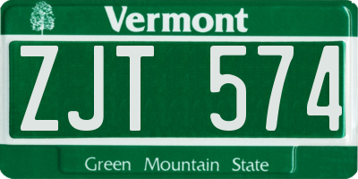 VT license plate ZJT574