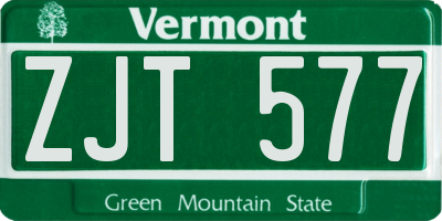 VT license plate ZJT577