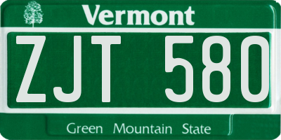 VT license plate ZJT580