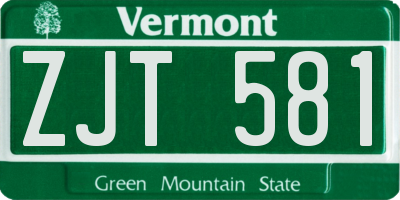 VT license plate ZJT581