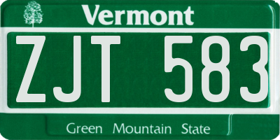 VT license plate ZJT583