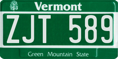 VT license plate ZJT589