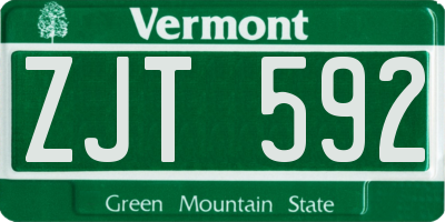VT license plate ZJT592