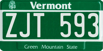 VT license plate ZJT593