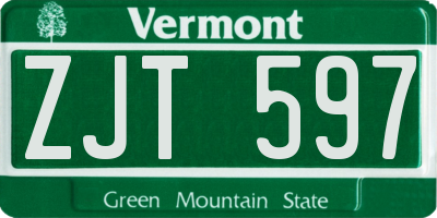 VT license plate ZJT597