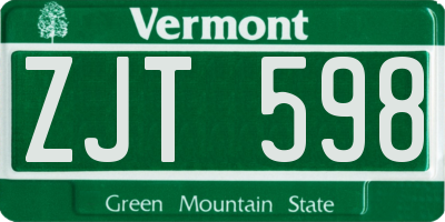 VT license plate ZJT598