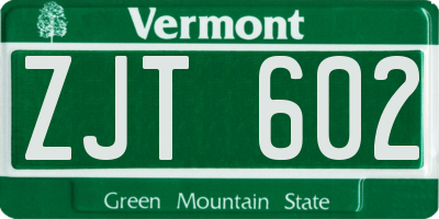 VT license plate ZJT602