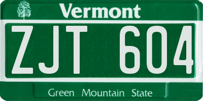VT license plate ZJT604