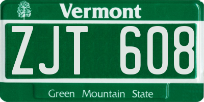 VT license plate ZJT608