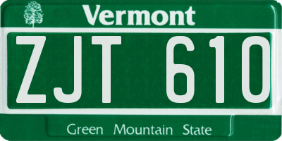 VT license plate ZJT610