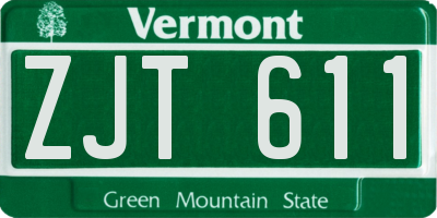 VT license plate ZJT611