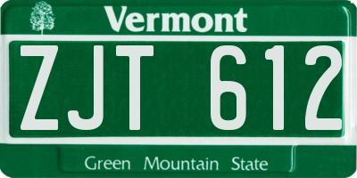 VT license plate ZJT612