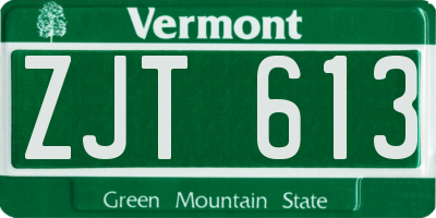 VT license plate ZJT613