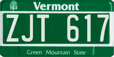VT license plate ZJT617