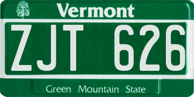 VT license plate ZJT626