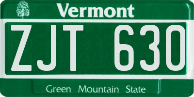 VT license plate ZJT630