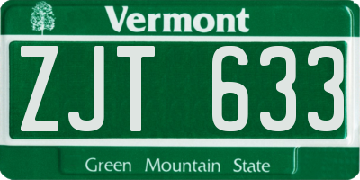 VT license plate ZJT633