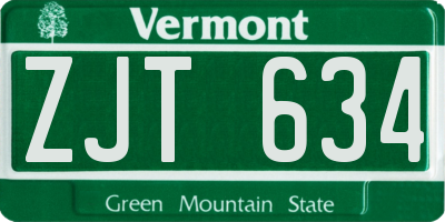 VT license plate ZJT634