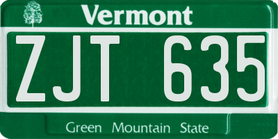 VT license plate ZJT635