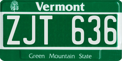 VT license plate ZJT636