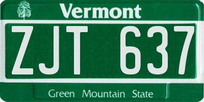 VT license plate ZJT637