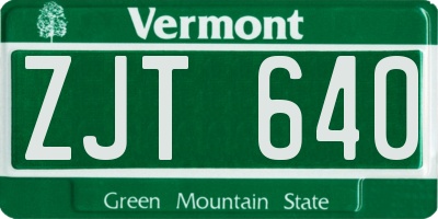 VT license plate ZJT640