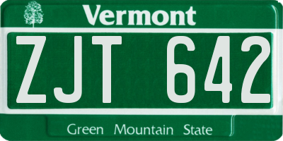 VT license plate ZJT642