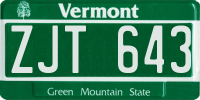 VT license plate ZJT643