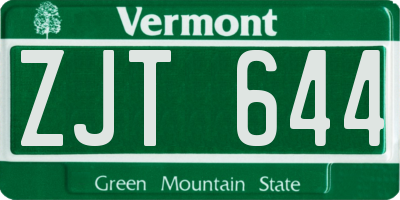 VT license plate ZJT644