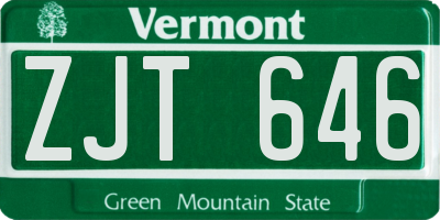 VT license plate ZJT646