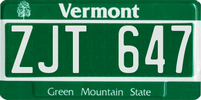 VT license plate ZJT647