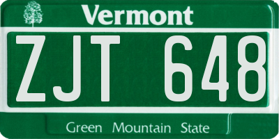 VT license plate ZJT648