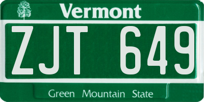 VT license plate ZJT649