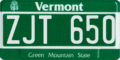 VT license plate ZJT650