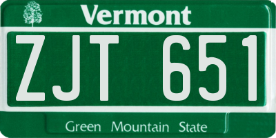 VT license plate ZJT651
