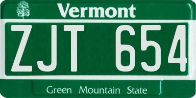 VT license plate ZJT654