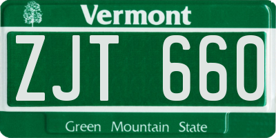 VT license plate ZJT660