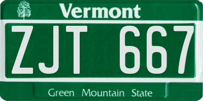 VT license plate ZJT667