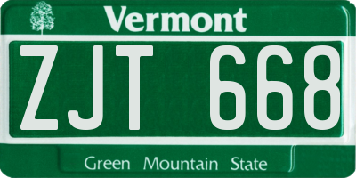 VT license plate ZJT668