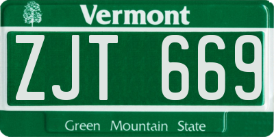 VT license plate ZJT669