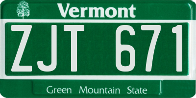VT license plate ZJT671