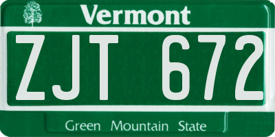VT license plate ZJT672