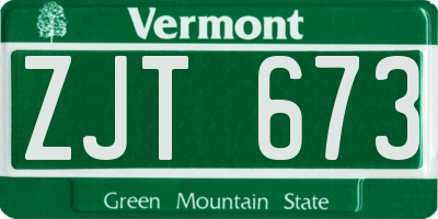 VT license plate ZJT673