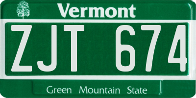 VT license plate ZJT674