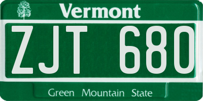 VT license plate ZJT680